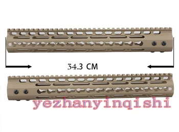 Real CNC lightweight aluminum alloy 13.5 inch TAN handguard rail system One-piece for AR-15/M4/M16 -
