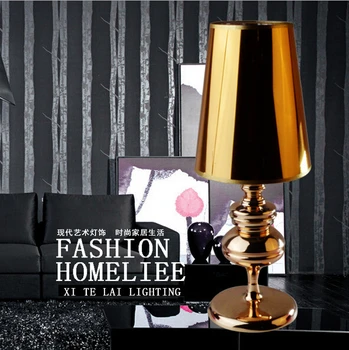 New modern brief table lamp golden PVC lampshade Iron base led bedside lamp for living room bed room led E27 LAMP1716