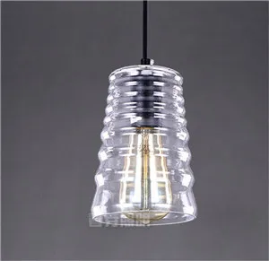 Modern brief Screw thread crystal pendent lamp for bar/dining room decor lamp LED E27 bulb A/B/C style clear color glass lamp