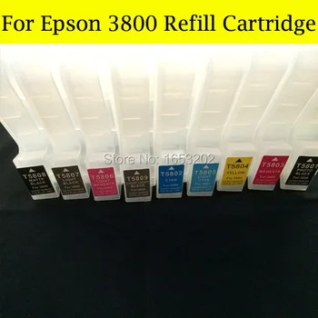 9PCS x 280ML Refill Ink Cartridge For Epson 3800 3800XL Cartridge T5801-T5809 For Epson Printer With 9PCS Chip Sensor