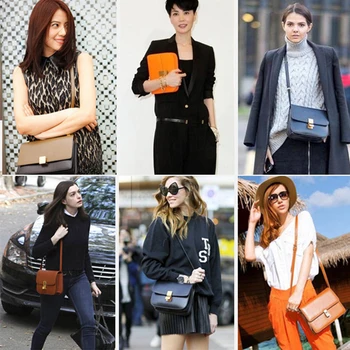 2017 Solid Hasp Black Design Brand Genuine Leather Small Flap Women Popular Ladies Fashion Messenger Shoulder Cluth Bag