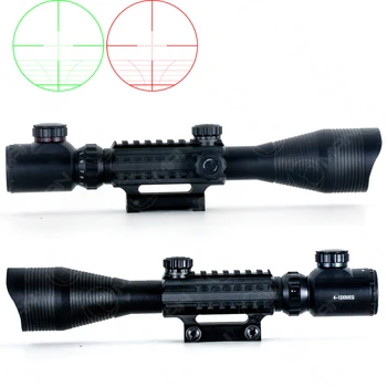 4-12x50EG Airsoft Riflescope Tactical Optical Rifle Gun Scope Red Green Dual illuminated With Side Rails & Mount For Hunting