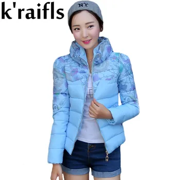 K'raifls New Winter Jacket Women Short Slim Parkas Down Cotton Warm Coats Female Women's Winter Jacket Coat With Fashion Pattern