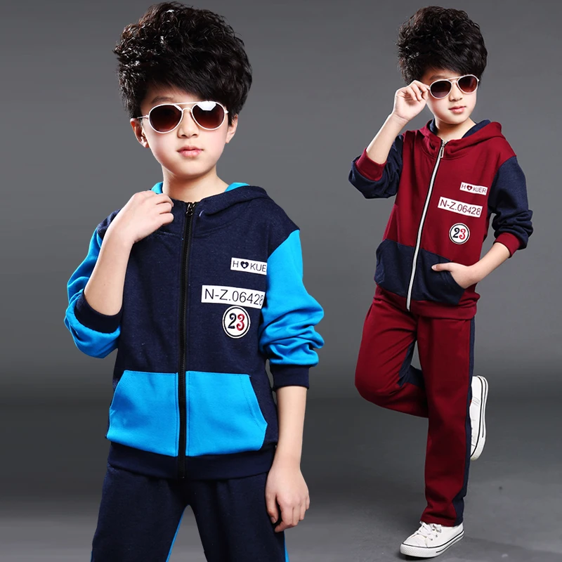 Children's clothing male child set spring and autumn child color block zipper decoration twinset spring child sports casual set