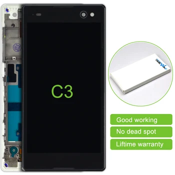 2 Pcs Mobile Phone Parts For Sony Xperia C3 Lcd Display Touch Screen Digitizer With Frame Assembly Replacement
