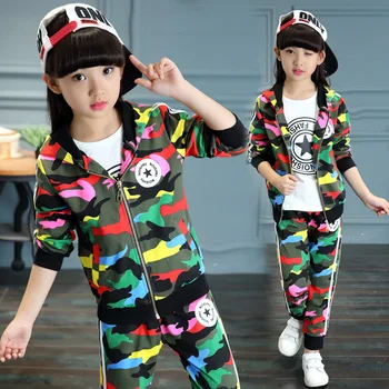Girls Clothes 2017 Spring girls clothing sets print baseball Jersey Sport Suit Children Clothing 12 years Kids Clothes Tracksuit
