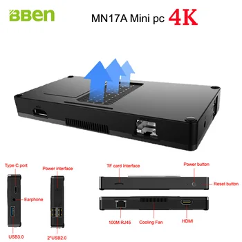 Bben MN17A mini pc stick 4K built in LAN type-c etc, 4GB/32GB +( 64GB SSD optional ) with Intel Apollo Lake Platform N3450 win10