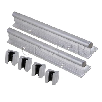 6x Silver CNBTR12mm Shaft 200mm Linear Bearing Rail w/ Open Linear Motion Block