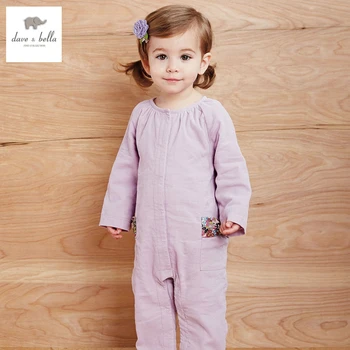 DB2212 dave bella autumn baby girls romper baby cute romper infant clothes baby one-piece  cotton romper
