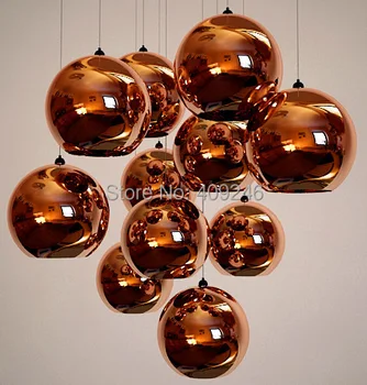 15cm/20cm Plating Mirror Glass Ball Pendant Ceiling Lamp Golden Ball Droplight Coffee Shop Cafe Bar Dining Room Hall Way Club