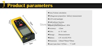 Handheld Digital Laser Distance Meter RangeFinder Measure Distance Area Volume With Bubble Level Measurer Tool 0.05M-40M /131ft