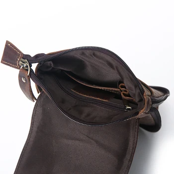 Vintage Genuine Crazy Horse Leather Cowhide Men Small Messenger Shoulder Cross Body Bag Hook Waist Bag Pack Bags