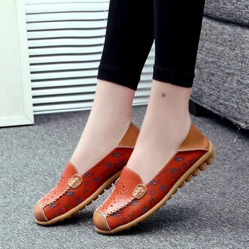 5 Color Women Casual Genuine Leather Shoes Soft Comfortable Flats Breathable Female Driving Loafers Shoes Moccasins Footwear