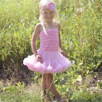 Adorable Baby Girl Dress Kids Girls Birthday Champagne Rose Dress First Birthday Cake Smash Outfit Petti Tutu Dress