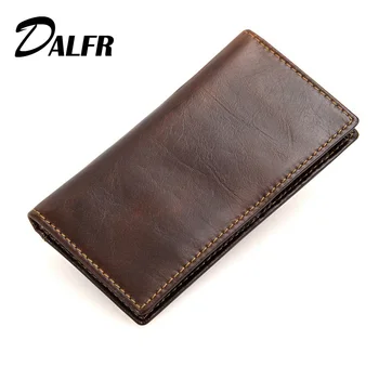 DALFR Genuine Leather Men Wallets Card Holder Purse for Men Vintage Male Long Wallet