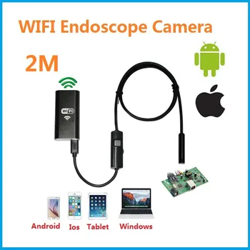 Industrial endoscope WIFI with Android and IOS 720p 6 LED 8mm Waterproof Inspection Borescope Tube Camera with 2M cable no USB