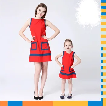 2017 Spring Summer Dress For Mother And Daughter Fashion Dress Parent Printed Elegant Dresses Kids Girl Clothes