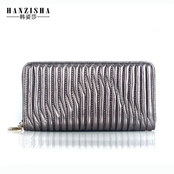 HANZISHA Genuine Leather Women Wallet Sheepskin Standard Wallet Long Clutch Fashion Multiple Holder Wallet Bag