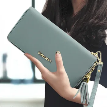 Leather Women's Purse Cell Phone Wallet Brand Female Wallet Leather Zipper Women Purse For Coins Ladies Card Holder Leather