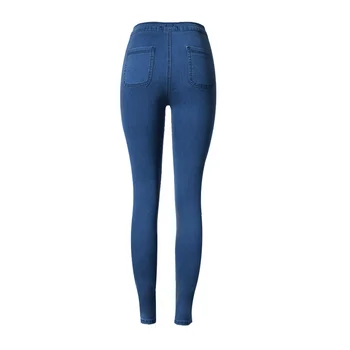 Denim Jeans Womens Hot High Waist Slim Fit Skinny Women Pencil Pants Fashion New Elastic Plain Color Plus Size Casual Jeans