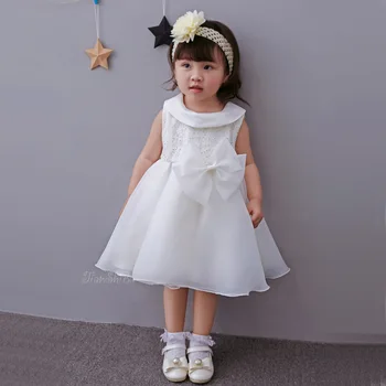 2017 new summer Girls Kid Infant Party Birthday White Sequins Tutu Princess Dress baby Clothes Children Clothing 25W