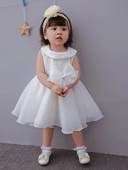 2017 new summer Girls Kid Infant Party Birthday White Sequins Tutu Princess Dress baby Clothes Children Clothing 25W