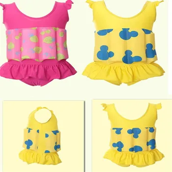 Buoyant swimsuit children detachable floating conjoined training swimsuits quick - drying boys and girls swimwear