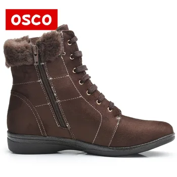 OSCO Brand Women Boots Female Winter Shoes Woman Warm Snow Boots Fashion Suede Fur Ankle Boots Black Brown Size 36-41#42311P