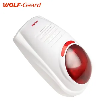 Wolf-Guard Wireless 110dB High-Decibel Outdoor Strobe Siren Alarm with Falsh light Sound integrate Alarm sensor