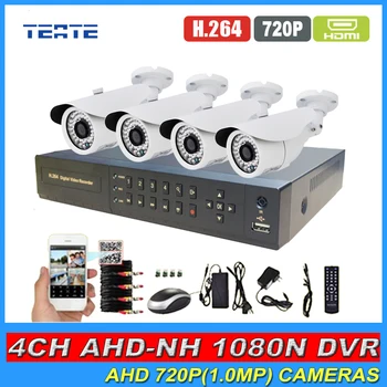 4CH Full 1080N CCTV System AHD-NH 4 channel DVR with 1200TVL AHD 720P Outdoor safety surveillance Camera Kit
