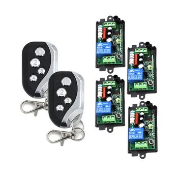 4 Receiver & 2 Transmitter 220V 110V 1CH RF Wireless Remote Switch Light Lamp ON OFF Switch Wireless 10A Momenrary Toggle 4250