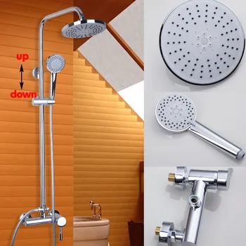 Faucet Bathroom Handheld Shower Bathtub Mixer Tap Polished Chrome Wall Mount Big Rain Shower Set Mixer hot&cold Tap