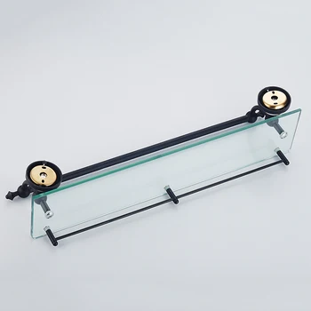 Bathroom Accessories Products Black Single Shelf with Tempered Glass,cosmetics Shelf Bathroom Shelves SY-092R