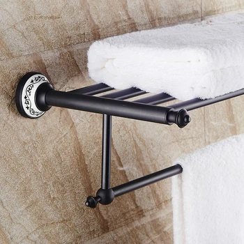 European Black Bronze Bathroom Shelf with Towel Bar /bathtowelholder,towel Rack-bathroom Accessories SY-089R