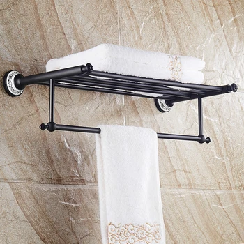 European Black Bronze Bathroom Shelf with Towel Bar /bathtowelholder,towel Rack-bathroom Accessories SY-089R