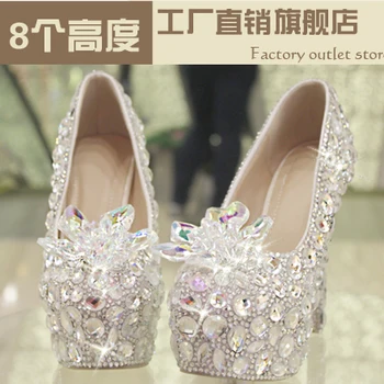Star 2016 crystal shoes bride female silver ultra high heels ruslana korshunova female party shoes