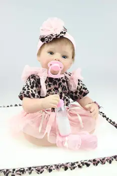 55cm New Silicone Reborn Baby Doll Toys Lifelike Handmade Baby Dolls With Nipple Baby Home Doll With Mohair Play House