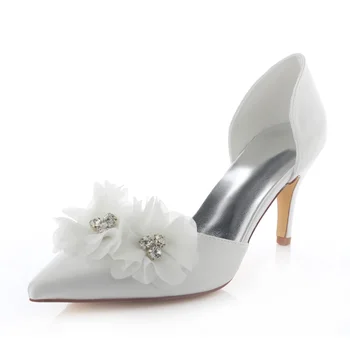Middle Heel Rhinestone Wedding Shoes Cut-out Summer Sandals Slingback Chunky Heel Lady Dress Sandals Plus Size