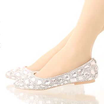 Handmade Sparkling Formal Shoes Rhinestone Wedding Shoes Silver High Heel Platform Bride Crystal Shoes Women Party Dress Shoes