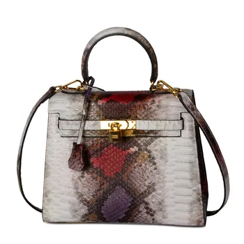 2016 New Snake Pattern Handbag Women Genuine Leather Bag Female Shouleder Bag Luxury Brand Designer Women Bag Serpentine