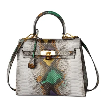 2016 New Snake Pattern Handbag Women Genuine Leather Bag Female Shouleder Bag Luxury Brand Designer Women Bag Serpentine