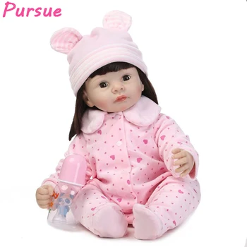 Pursue 22 inch Smiling Pink Doll Reborn Baby Alive Girl Reborn Baby Dolls bebe reborn menina de silicone menina 55 cm
