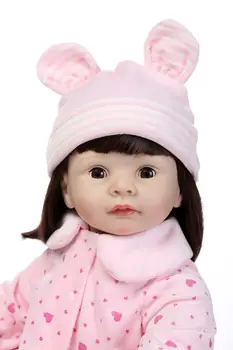 Pursue 22 inch Smiling Pink Doll Reborn Baby Alive Girl Reborn Baby Dolls bebe reborn menina de silicone menina 55 cm