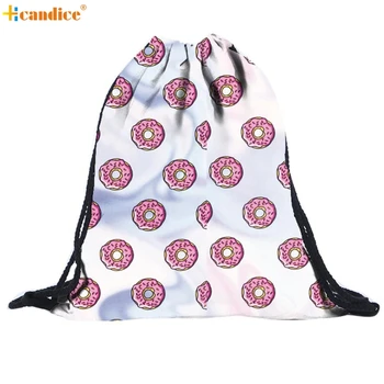 Naivety New Unisex Fashion Bag 3D Printing Donuts Patten Drawstring Backpack S61228 drop shipping