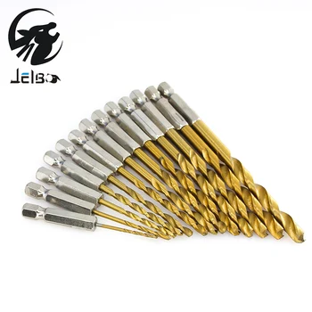 Jelbo Drill Bit (13pcs) Drill Bit Set Tools Screw Extractor Woodworking Tools Power Twist Drill Bits Tool Six Angle Screw Metal