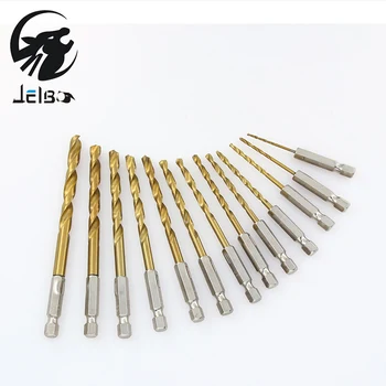 Jelbo Drill Bit (13pcs) Drill Bit Set Tools Screw Extractor Woodworking Tools Power Twist Drill Bits Tool Six Angle Screw Metal