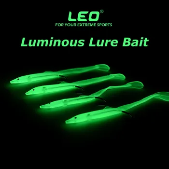 LEO 4 To10 Pcs 5.5/7/8/10cm Luminous Long Tail Fishing Lure Bait Silica Gel Soft Bait Hooks Night Light Fishing Tackle