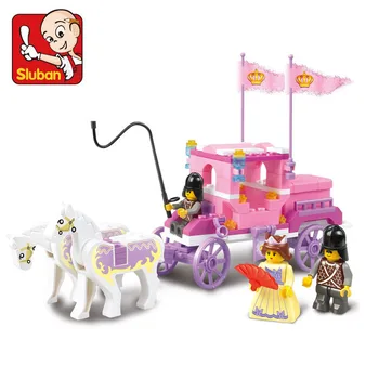 Sluban M38-B0250 eductional plastic Building Block Sets Girl Dream Princess Royal Carriage wagon children toys Christmas Gifts