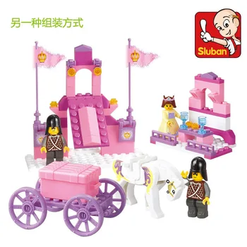 Sluban M38-B0250 eductional plastic Building Block Sets Girl Dream Princess Royal Carriage wagon children toys Christmas Gifts