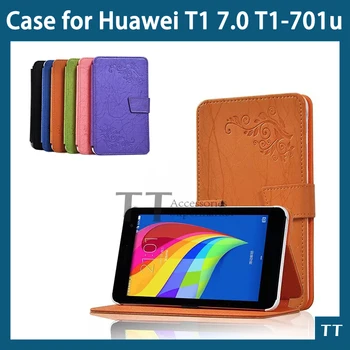 Fashion print Stand leather case cover For Huawei MediaPad T1 7.0 Tablet case for huawei T1-701u case+screen protector+touch pen